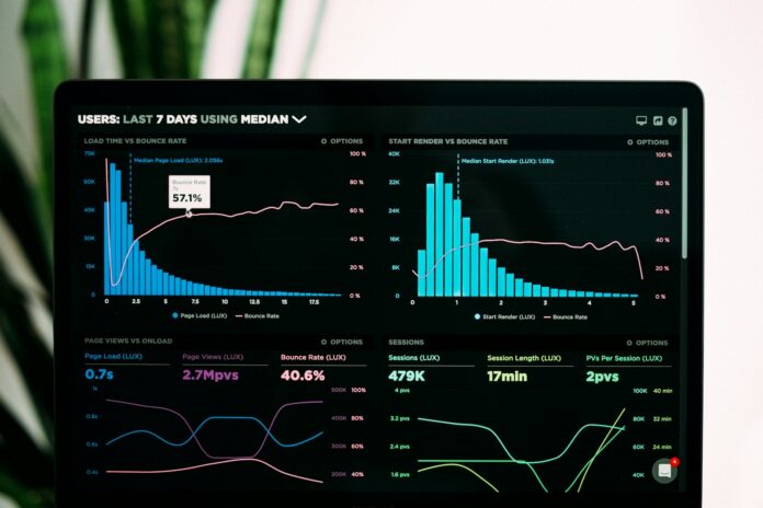 Photo by Luke Chesser graphs of performance analytics on a laptop screen